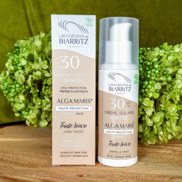 Crème solaire teintée ivoire SPF 30 bio effet bonne mine
